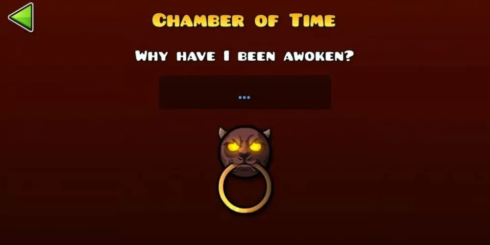 Cửa ngục Chamber of Time trong Geometry Dash, minh họa cho các mã đổi icon và màu sắc hiếm