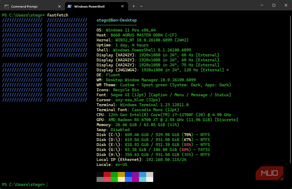 fastfetch hiển thị thông tin hệ thống theo phong cách đẹp, hữu ích khi game thủ muốn chia sẻ cấu hình để nhận tư vấn.