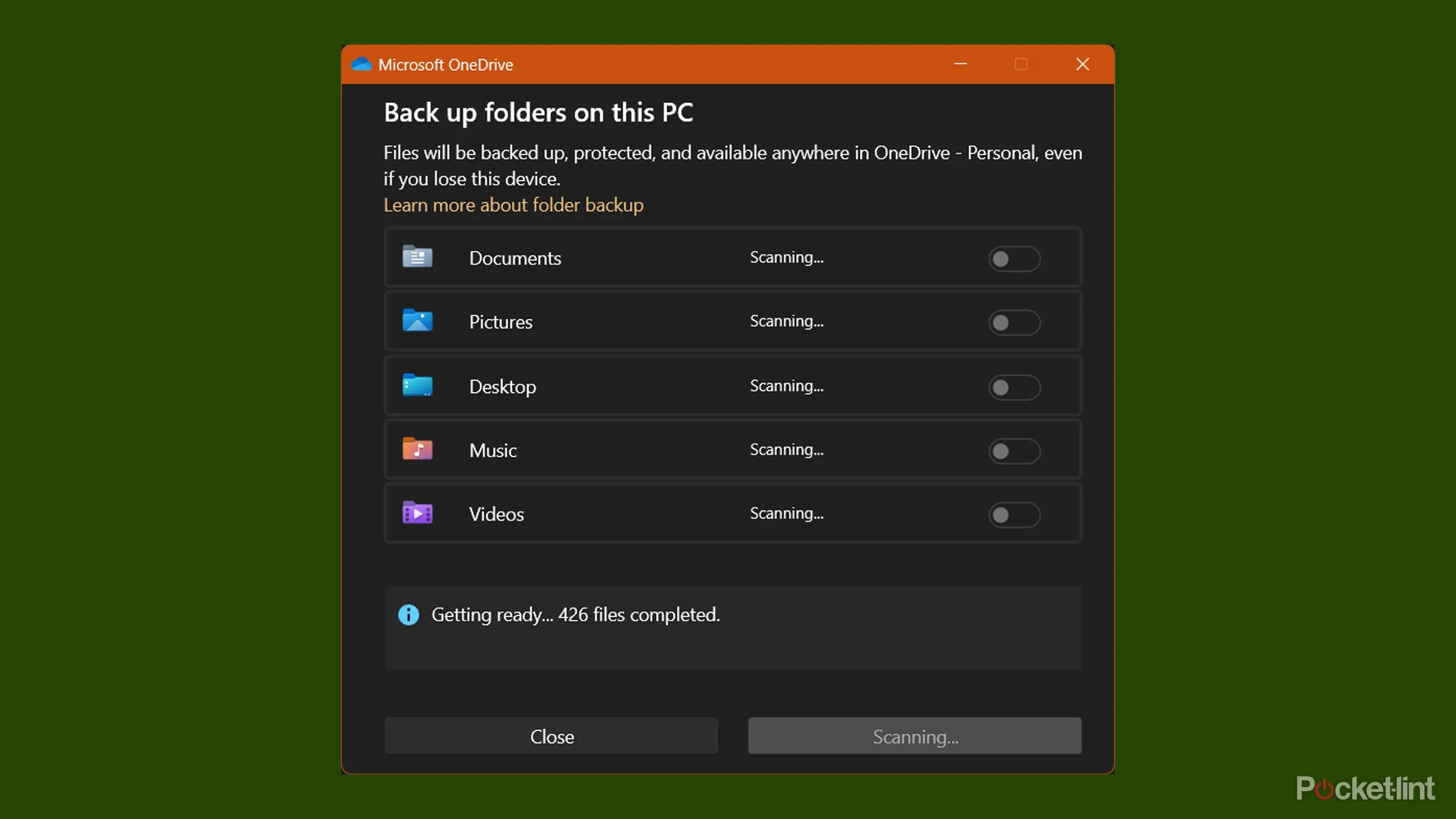 Giao diện chọn thư mục đồng bộ OneDrive trong Windows 11, minh họa việc quản lý backup và đồng bộ hóa