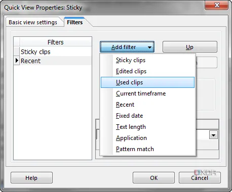 Giao diện Ethervane Echo hiển thị danh sách clipboard và bộ lọc tìm kiếm văn bản