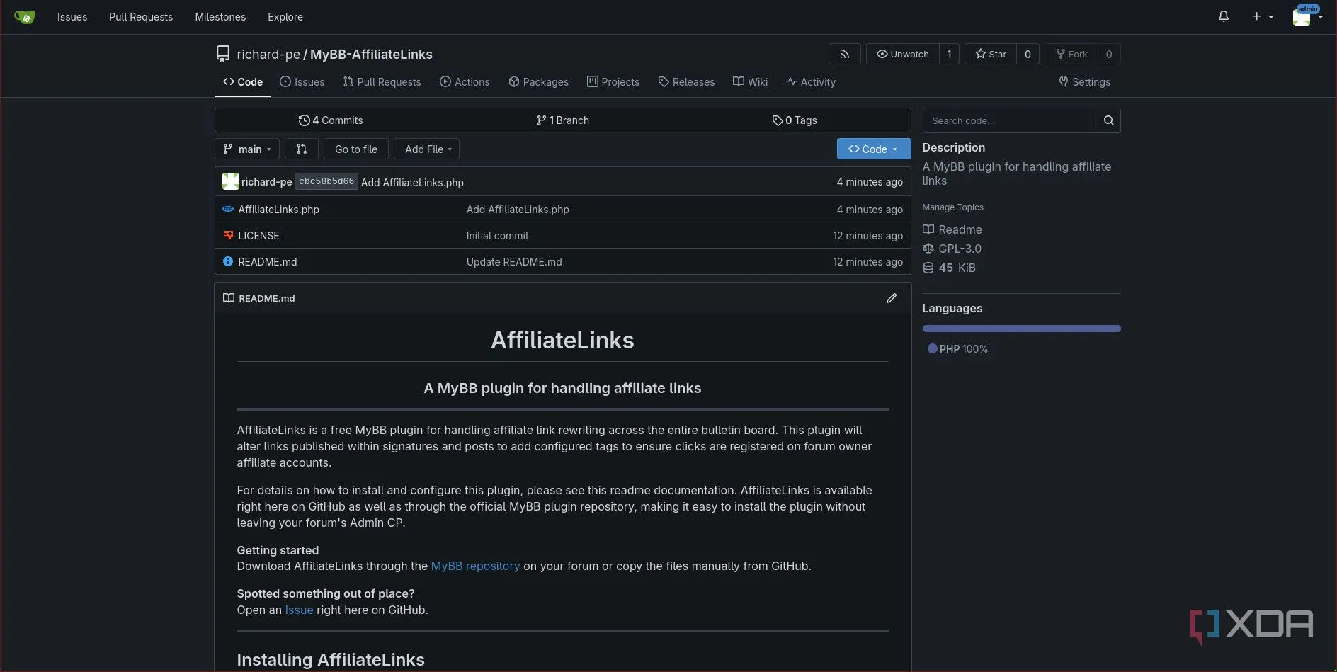 Giao diện repository Gitea hiển thị issues và mã nguồn, minh họa khả năng quản lý dự án tự-host
