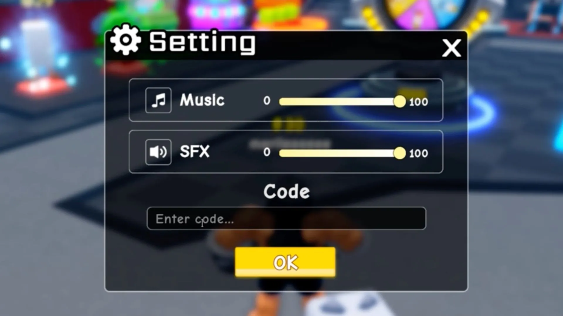 Giao diện tab mã trong Punch Wall: nơi dán code và nhận thưởng Double Coins Potion