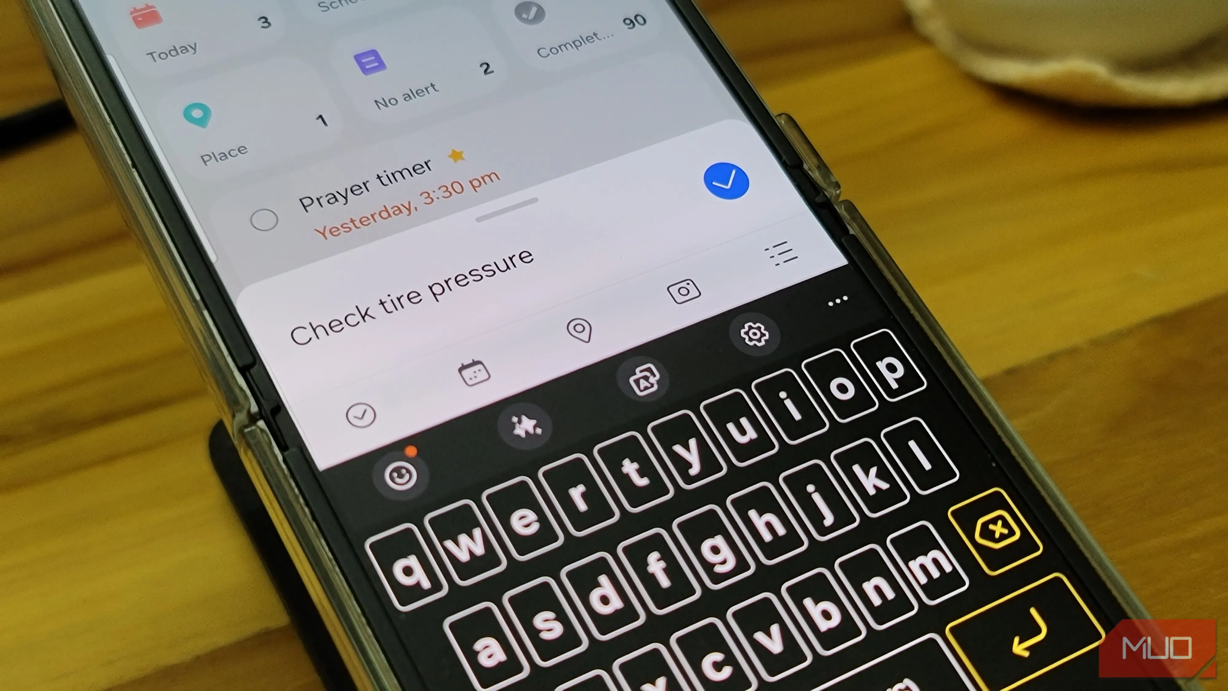 Giao diện thêm nhắc mới trên Samsung Reminder, hiển thị các tùy chọn thời gian, địa điểm và giọng nói