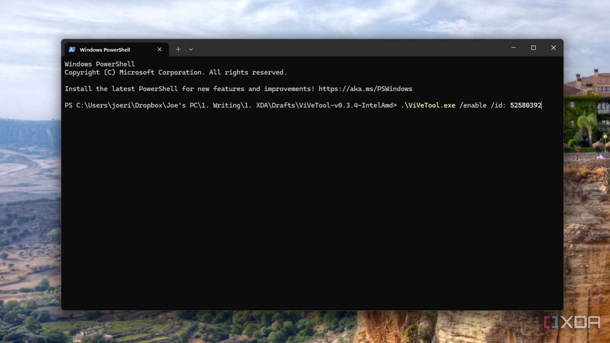 Hình minh họa bước bật Full Screen Experience bằng ViVeTool trên Windows 11