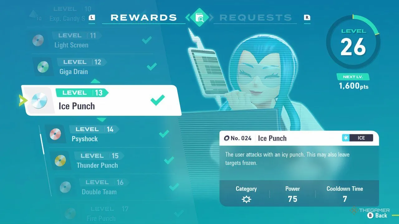 Mable Research Level 13: Ice Punch trong Pokemon Legends: Z-A