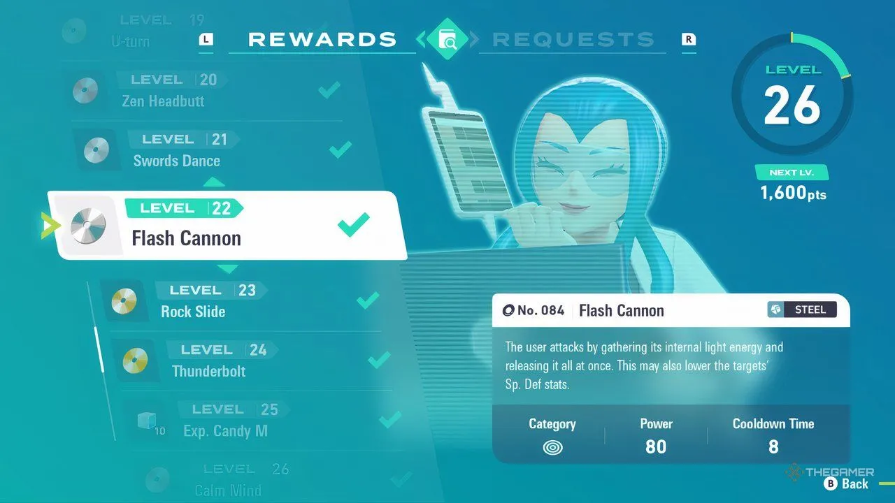 Mable Research Level 22: Flash Cannon trong Pokemon Legends: Z-A