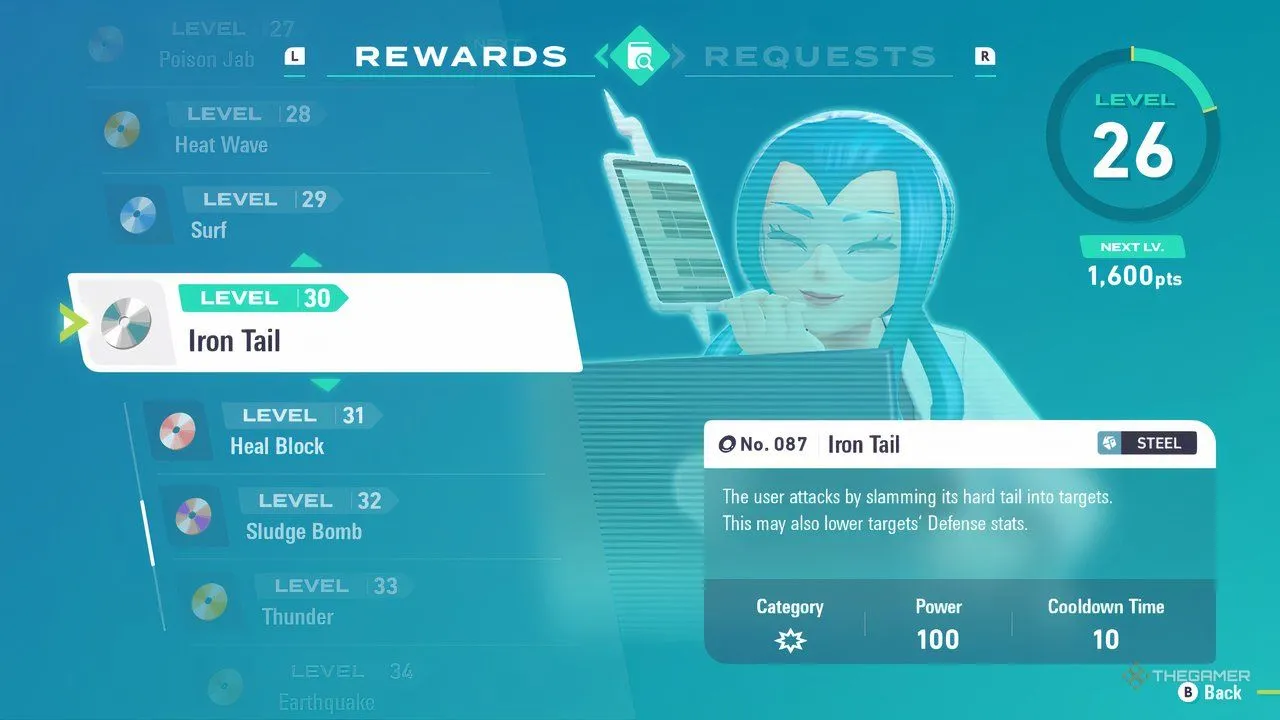 Mable Research Level 30: Iron Tail trong Pokemon Legends: Z-A