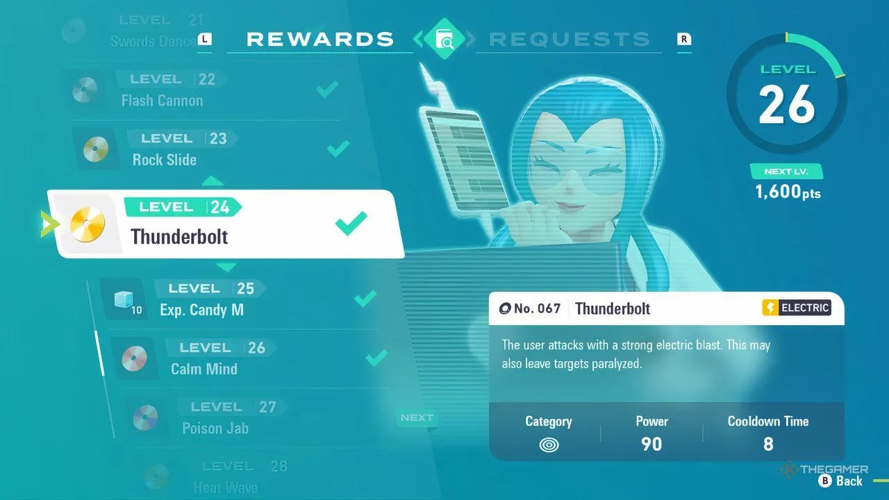 Mable's Research Level 24: Thunderbolt trong Pokemon Legends: Z-A