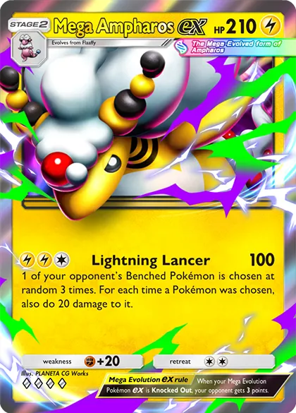 Mega Ampharos - thẻ Mega ex và cơ chế năng lượng mới trong Mega Rising