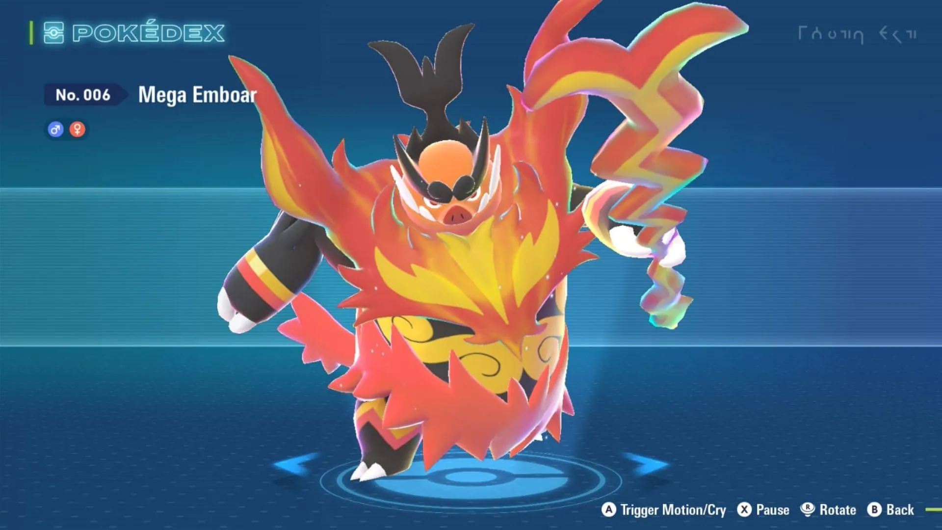 Mega Emboar cầm thương lửa trong Pokémon Legends Z-A