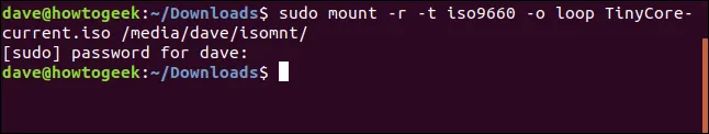 Mount Tiny Core ISO file trong Linux, minh họa việc tạo mount point cho nội dung game/mod