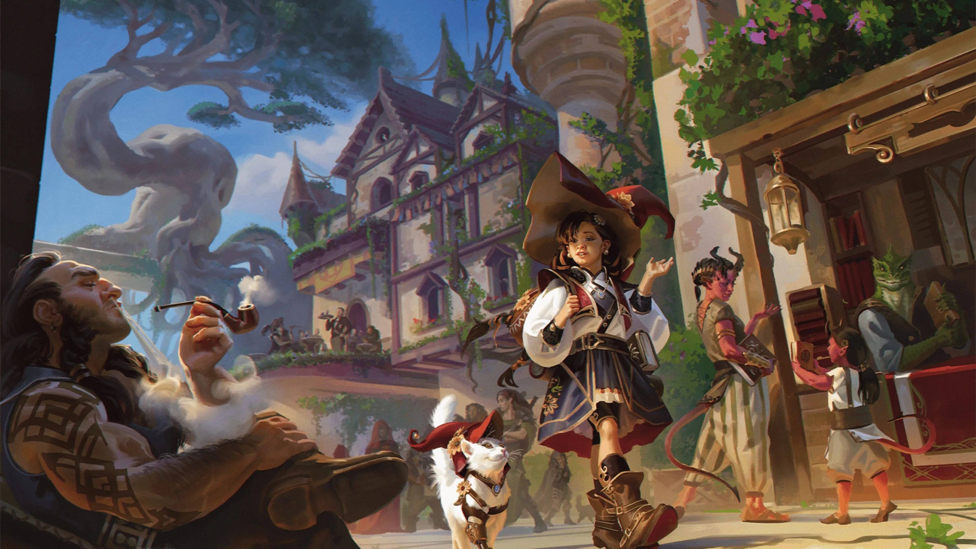 Người pháp sư và vật nuôi đi dạo trong thành phố, Dungeons & Dragons.