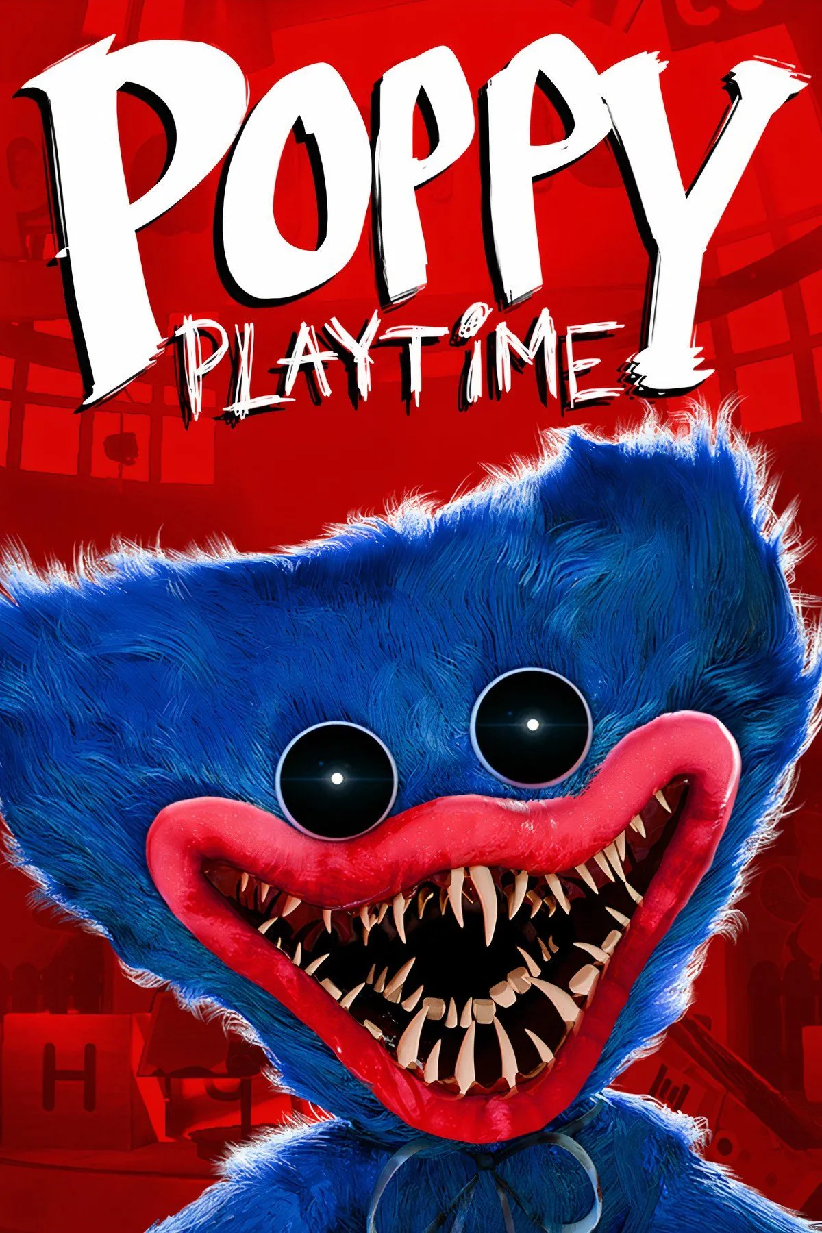 Nhân vật đồ chơi đáng sợ trong Poppy Playtime, cảnh nhà máy tối tăm và căng thẳng
