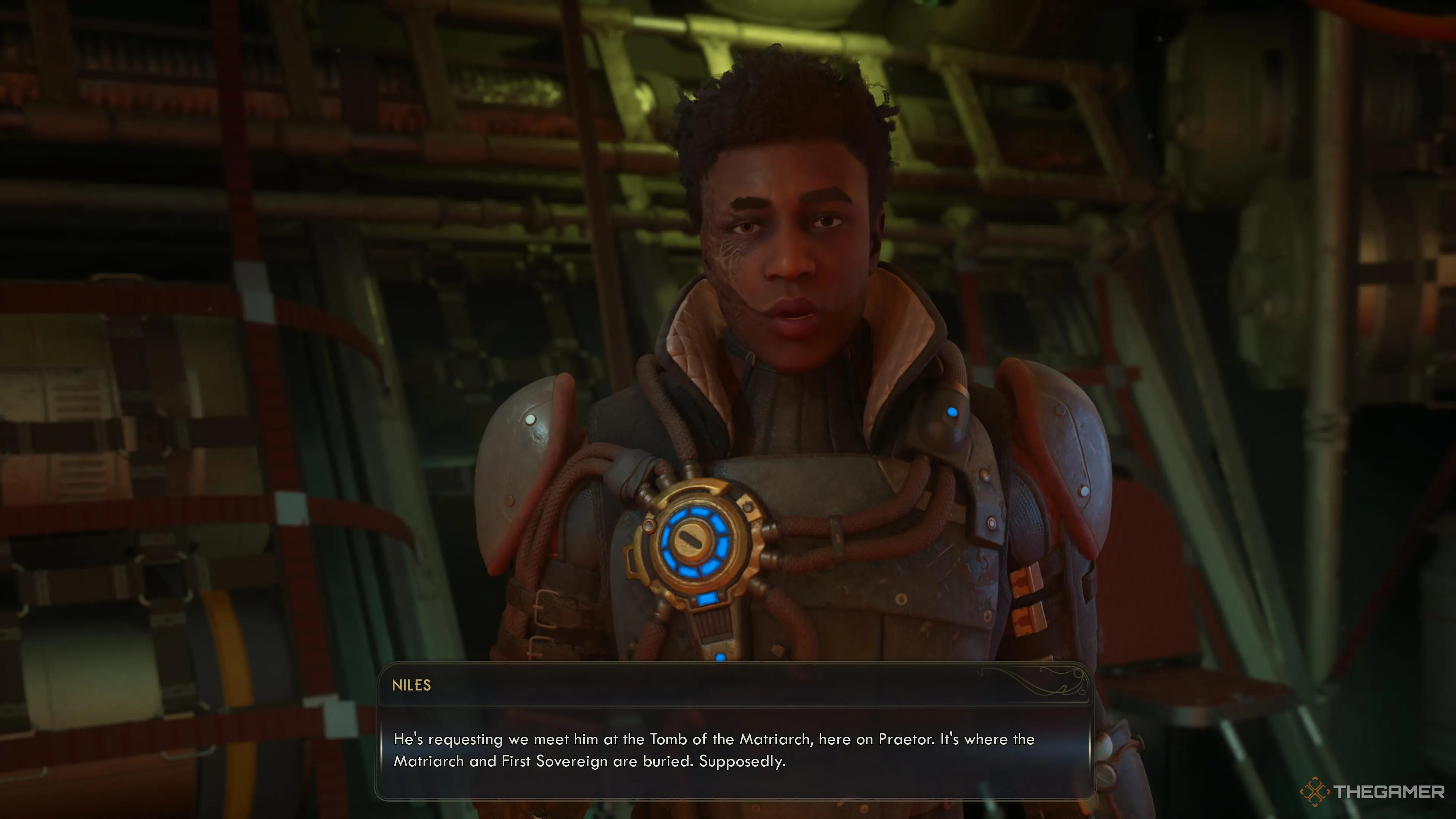 Niles trao đổi về việc liên lạc lại với Zebulon trên tàu trong The Outer Worlds 2