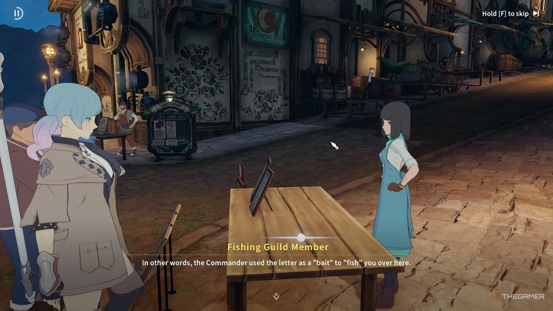 Nói chuyện với Fishing Guild Member để nhận quest mở khóa câu cá ở Asterleeds