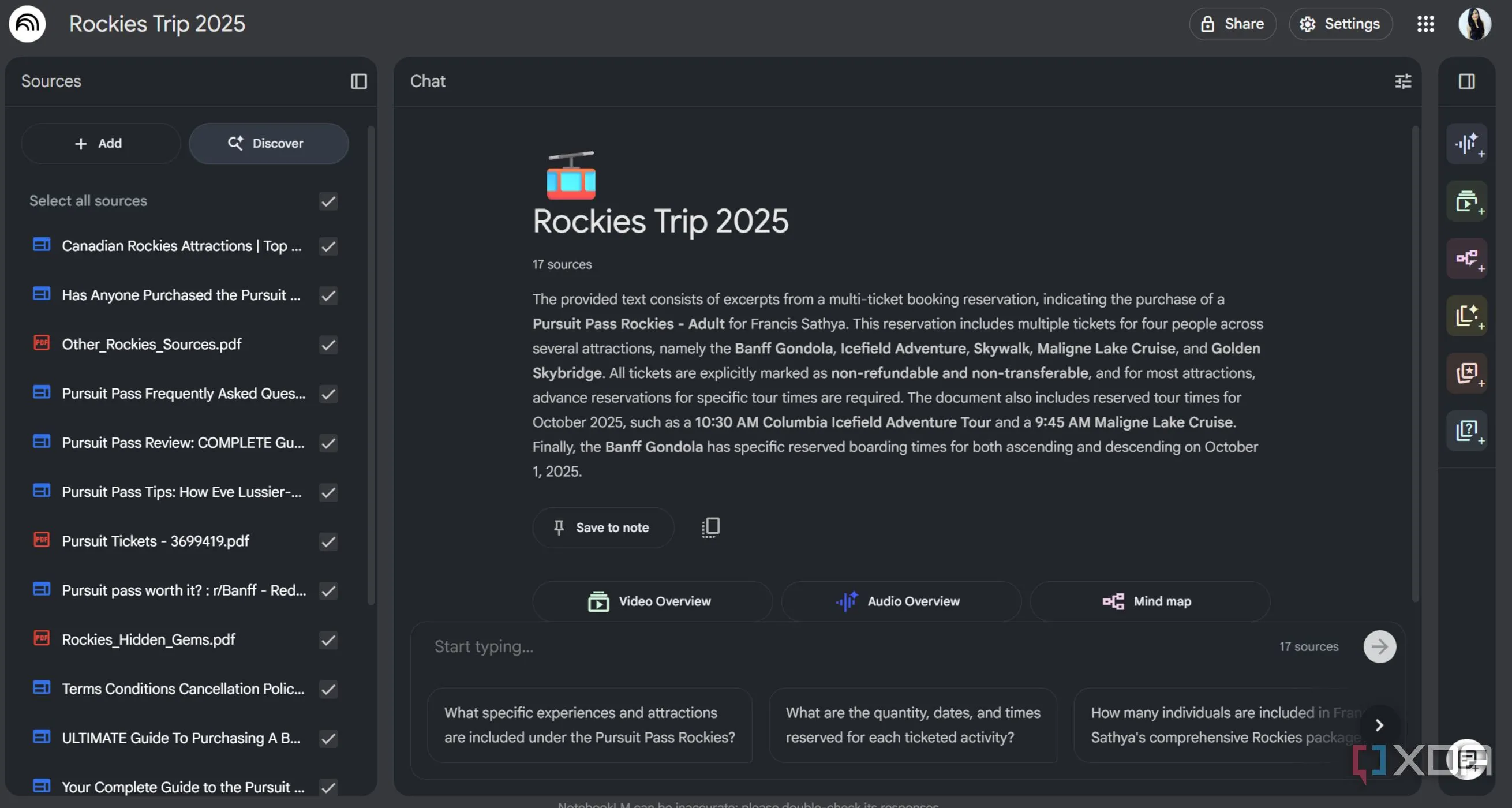 NotebookLM ghi nhận bối cảnh quyết định khi lựa chọn trang bị và tuyến đường raid
