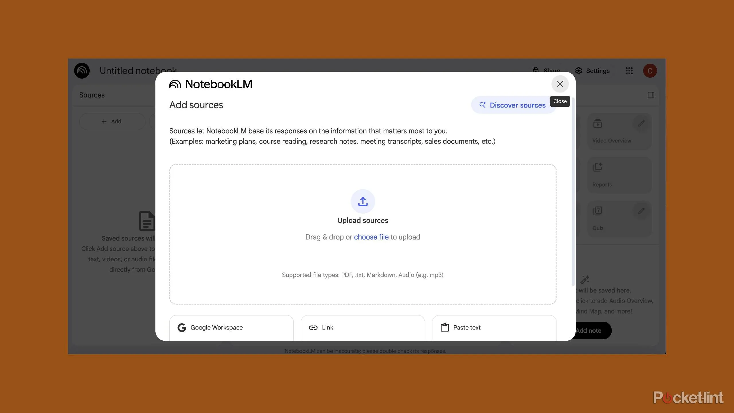 NotebookLM tìm nguồn từ Drive và Web theo từ khóa nhập