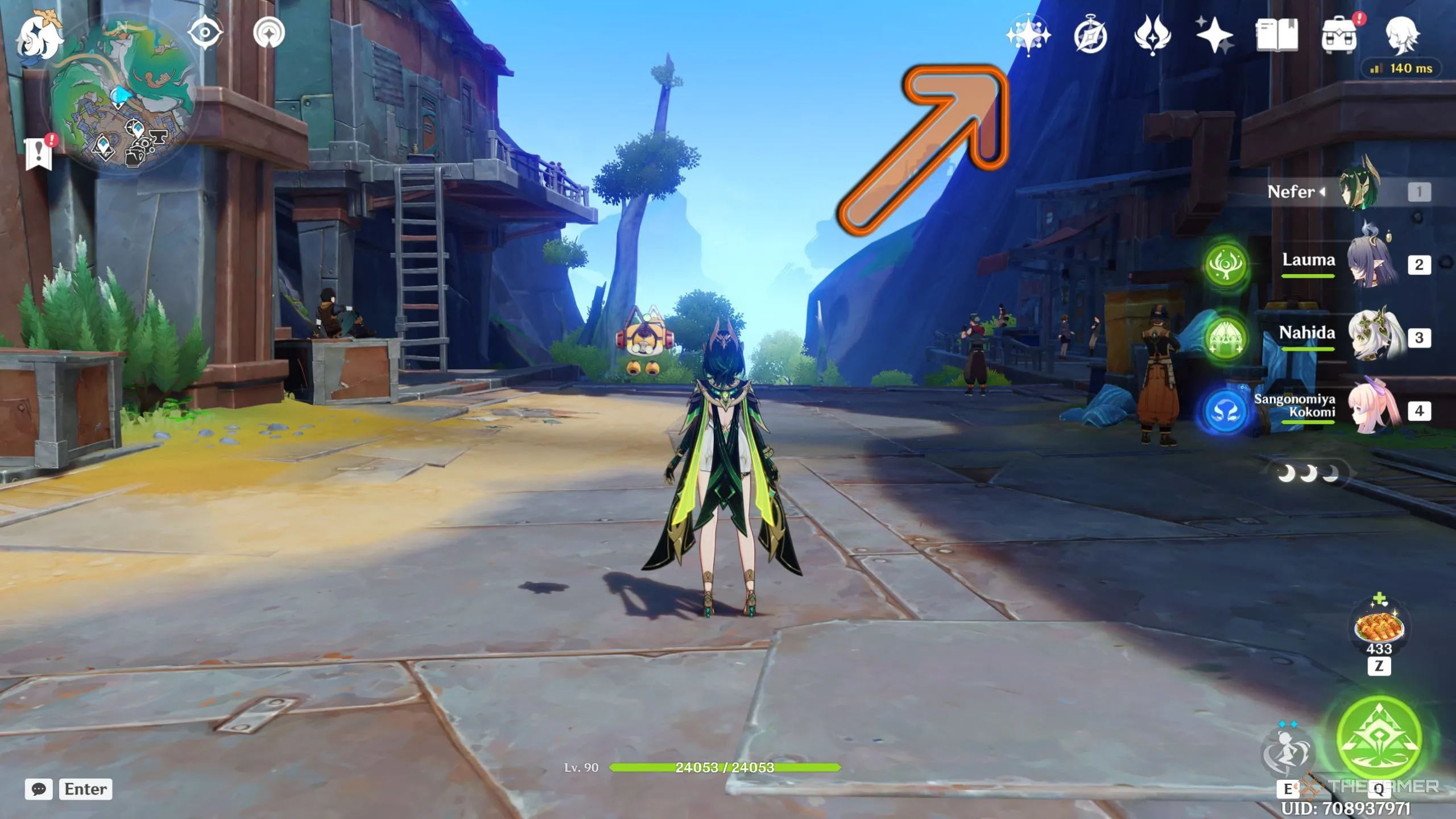 Nút truy cập Miliastra Wonderland trên giao diện chính Genshin Impact