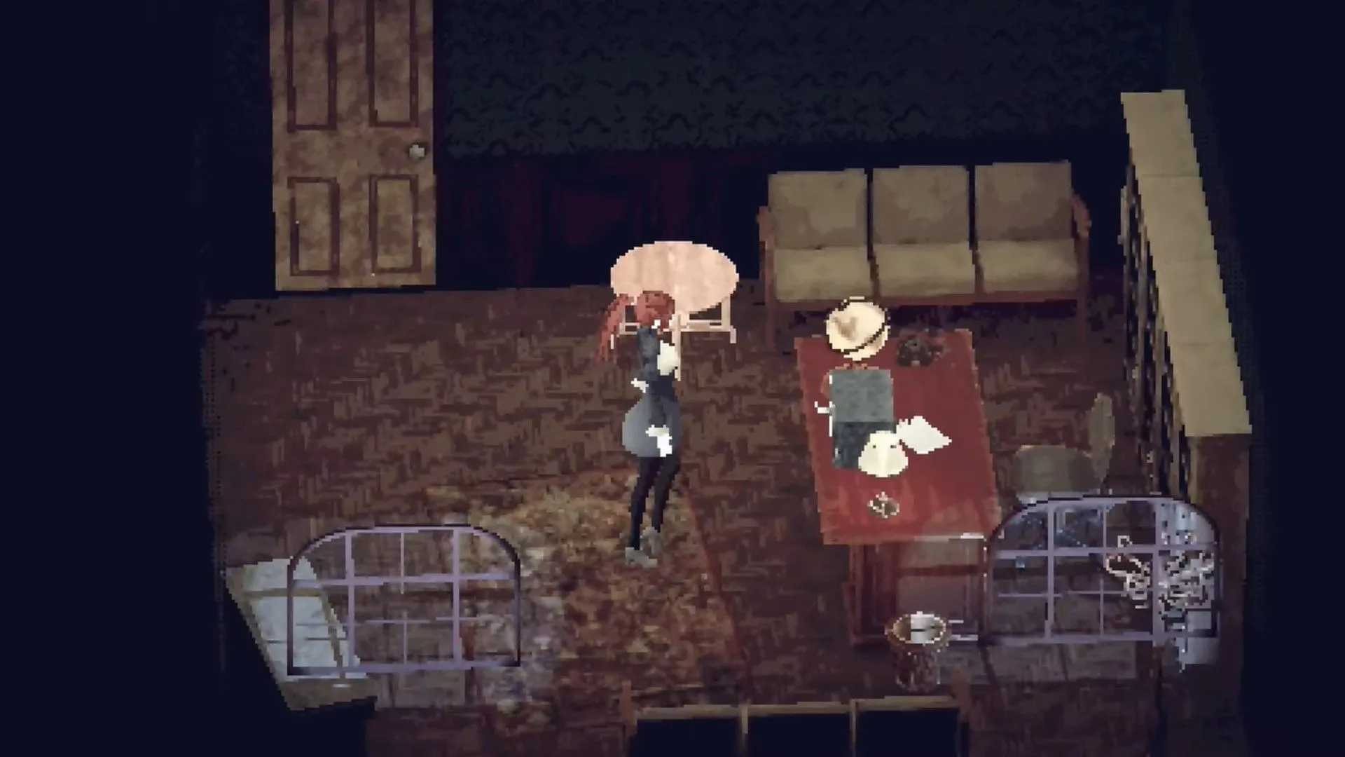 Phòng an toàn trong Echograph với góc quay cổ điển, nhấn mạnh cơ chế quản lý tài nguyên và chiếc máy ảnh trừ tà