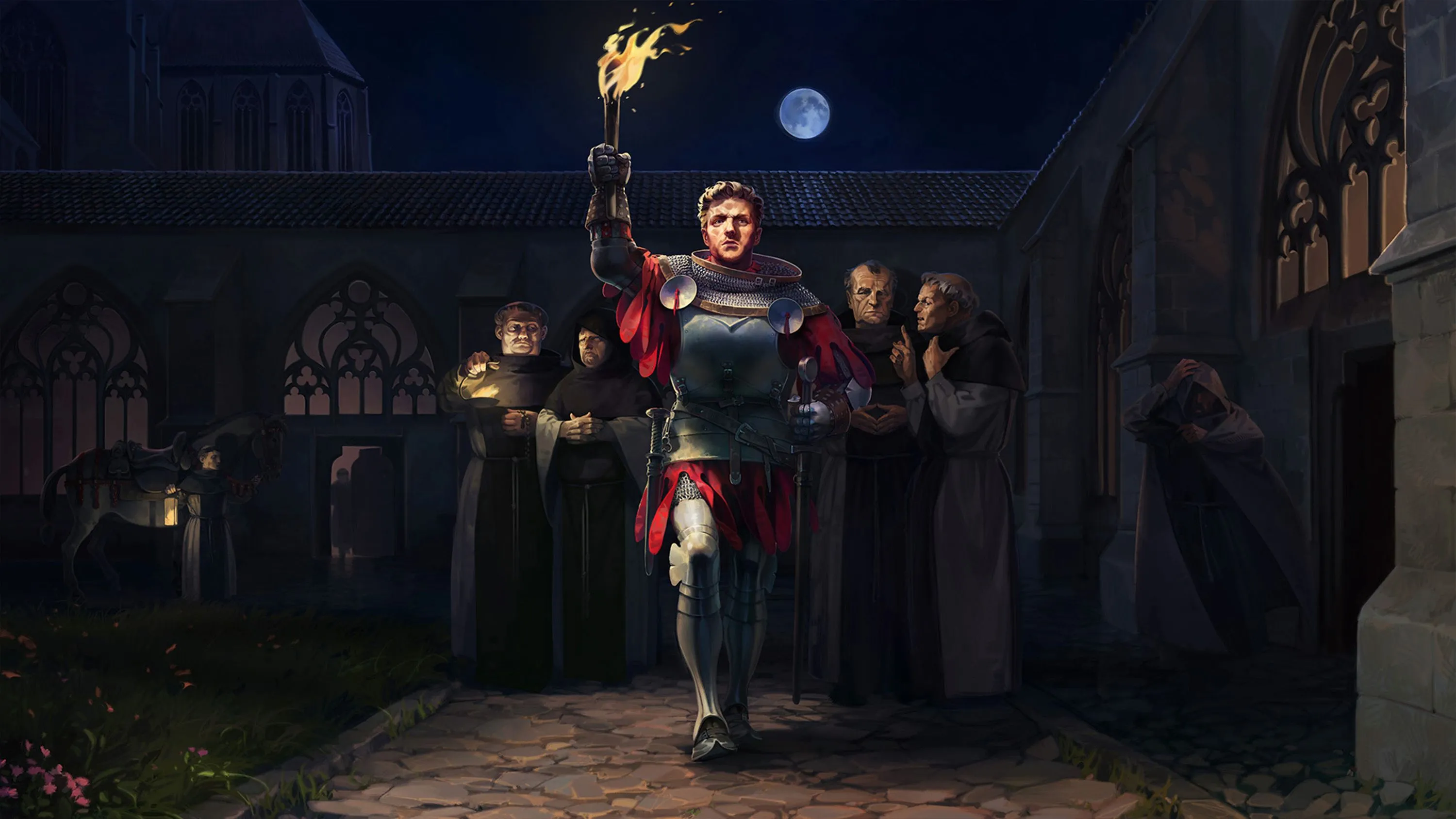 Poster phát hành Mysteria Ecclesiae với chữ ký DLC cuối và bối cảnh thời trung cổ