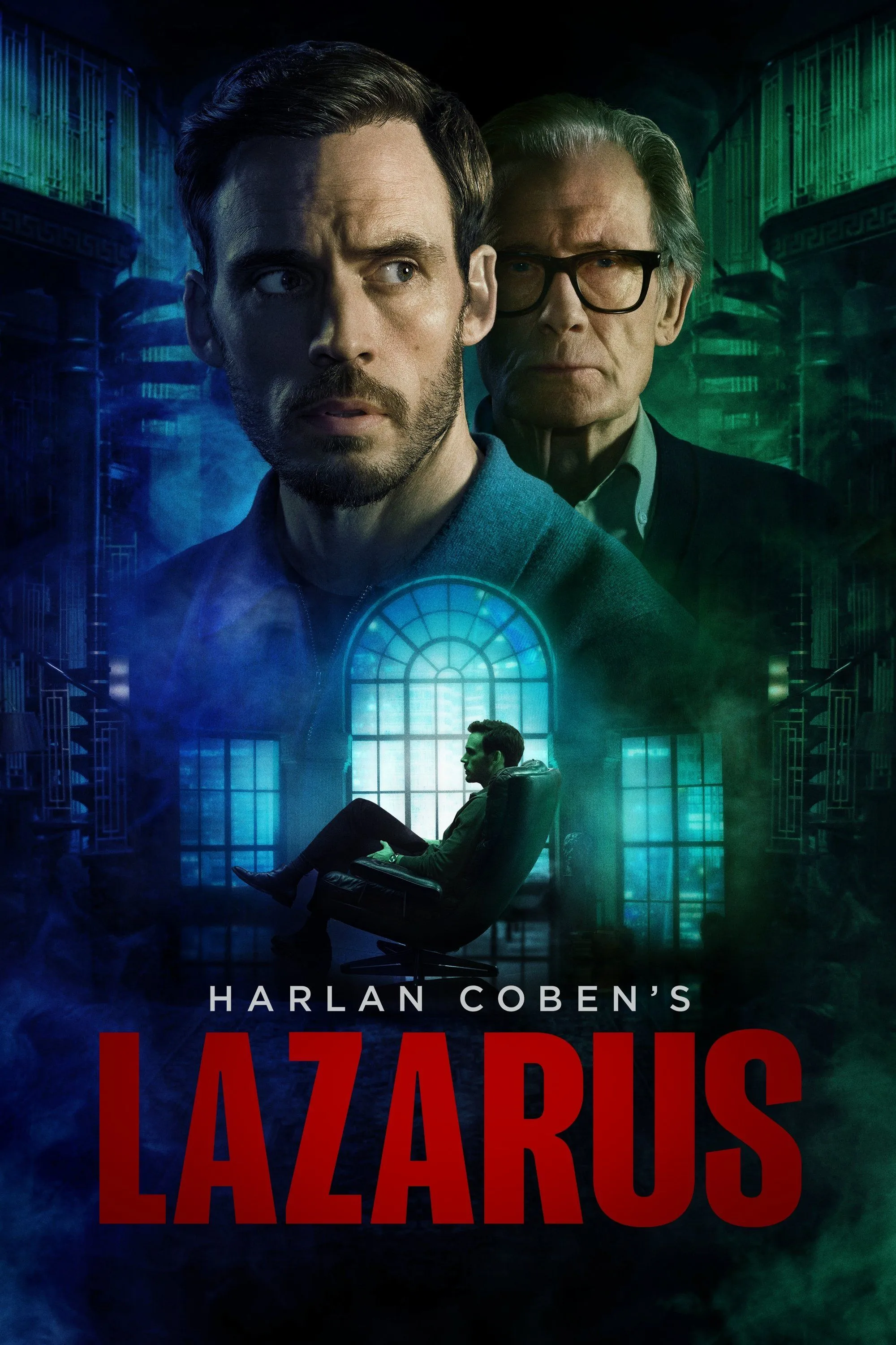 Poster series Lazarus (2025) với hình ảnh nhân vật Joel Lazarus trong bối cảnh tối tăm