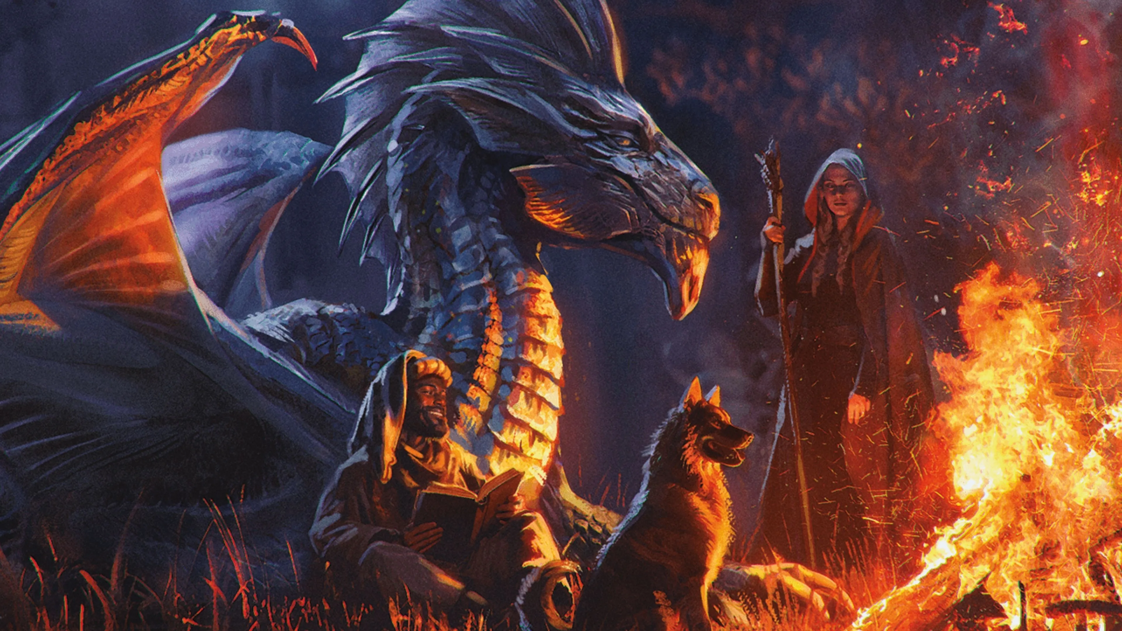 Rồng bạc trưởng thành nghỉ ngơi cùng nhóm phiêu lưu, D&amp;D.