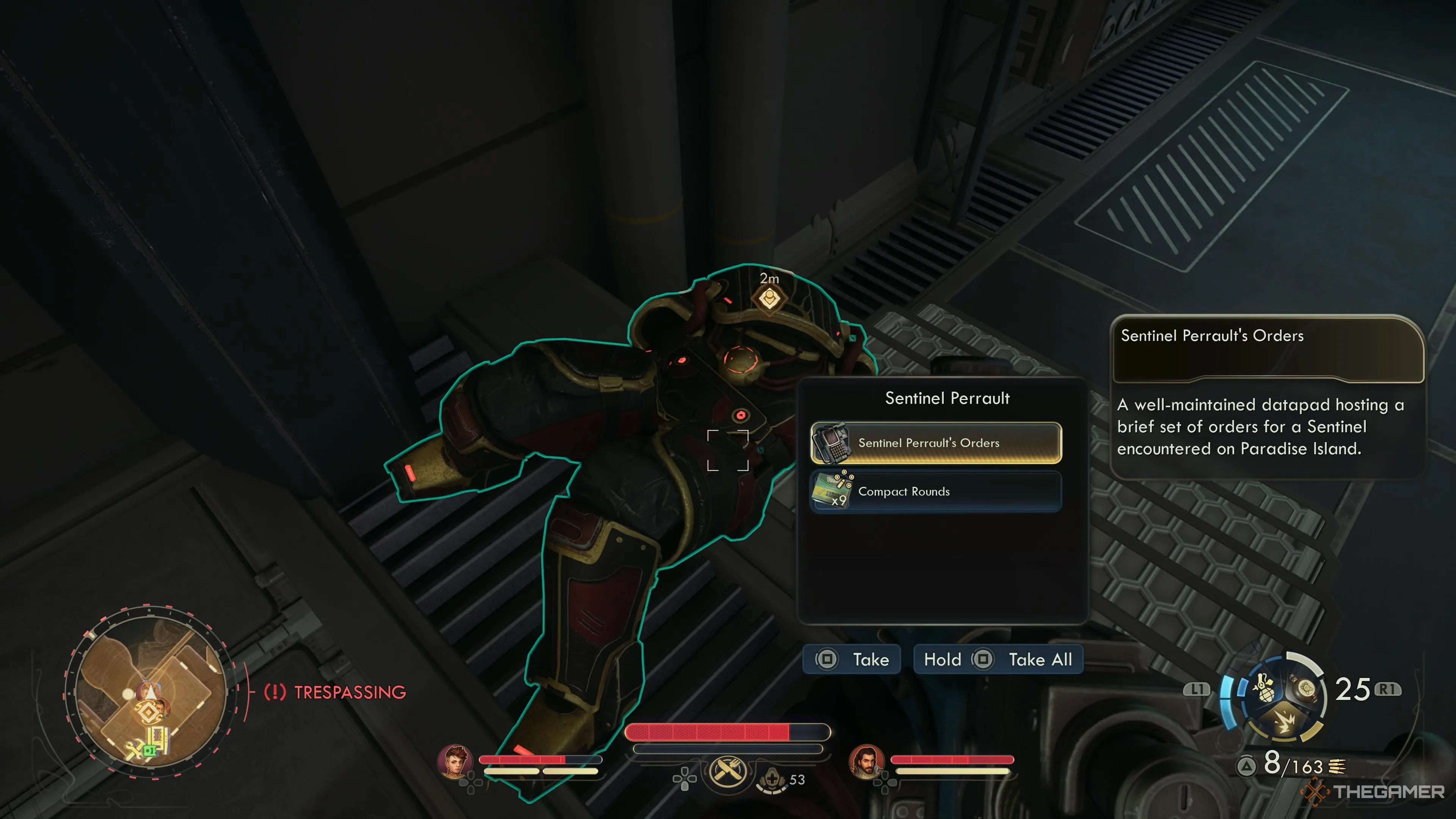 Sentinel Perrault bị hạ gục, lệnh trên người anh ta hé lộ thông tin trong The Outer Worlds 2.