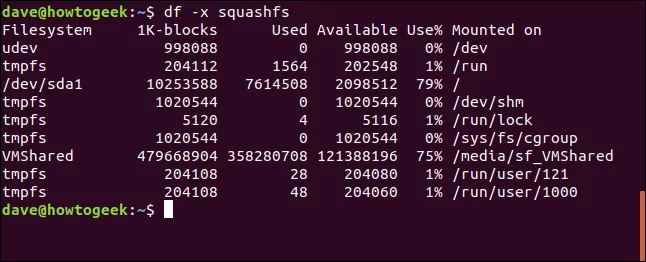 Sử dụng df -x để loại trừ squashfs, giúp quản lý dung lượng cho thư mục game