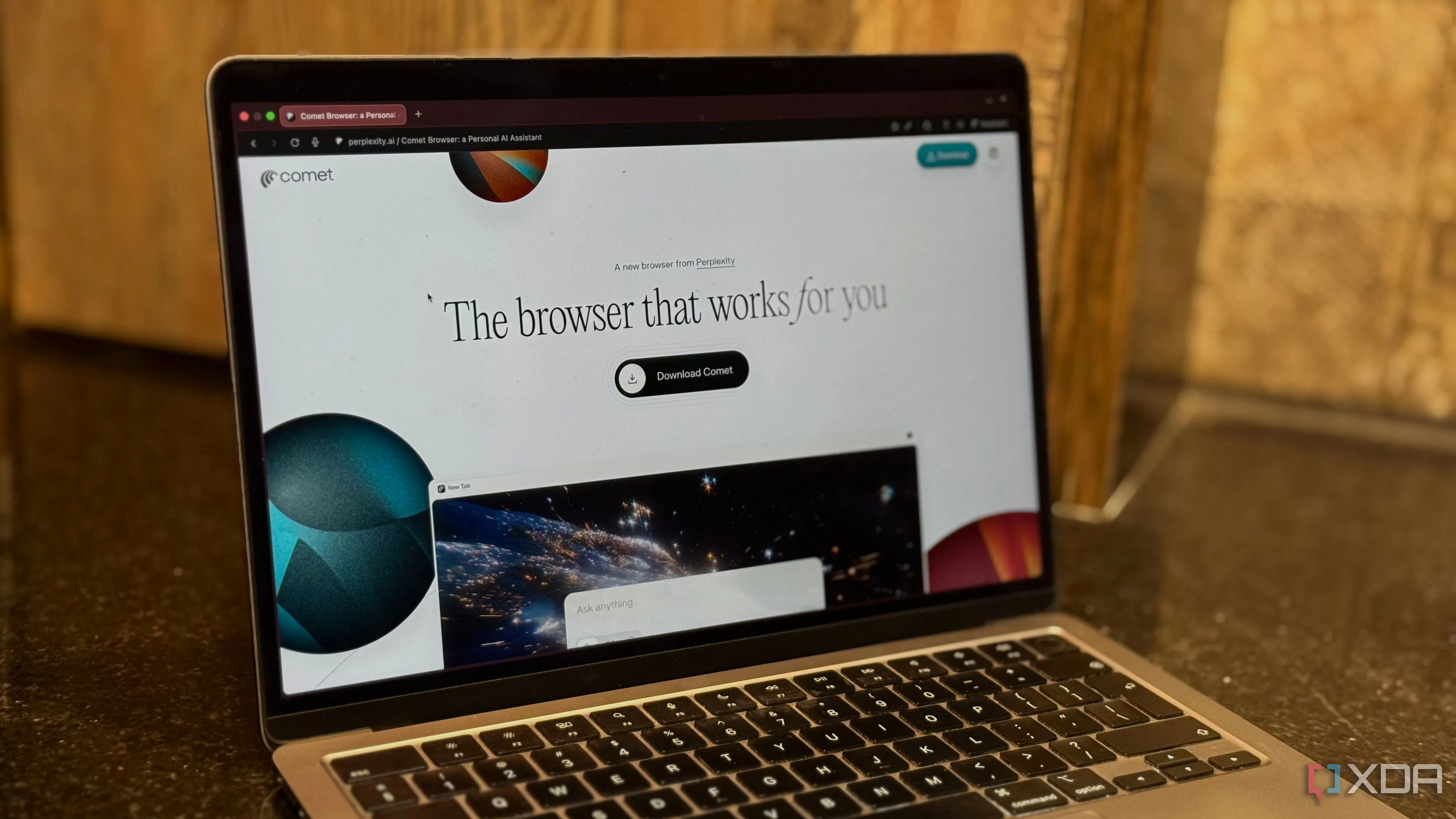 Trang tải Comet của Perplexity hiển thị trên macOS, minh họa cách cài đặt và trải nghiệm ban đầu với trình duyệt AI