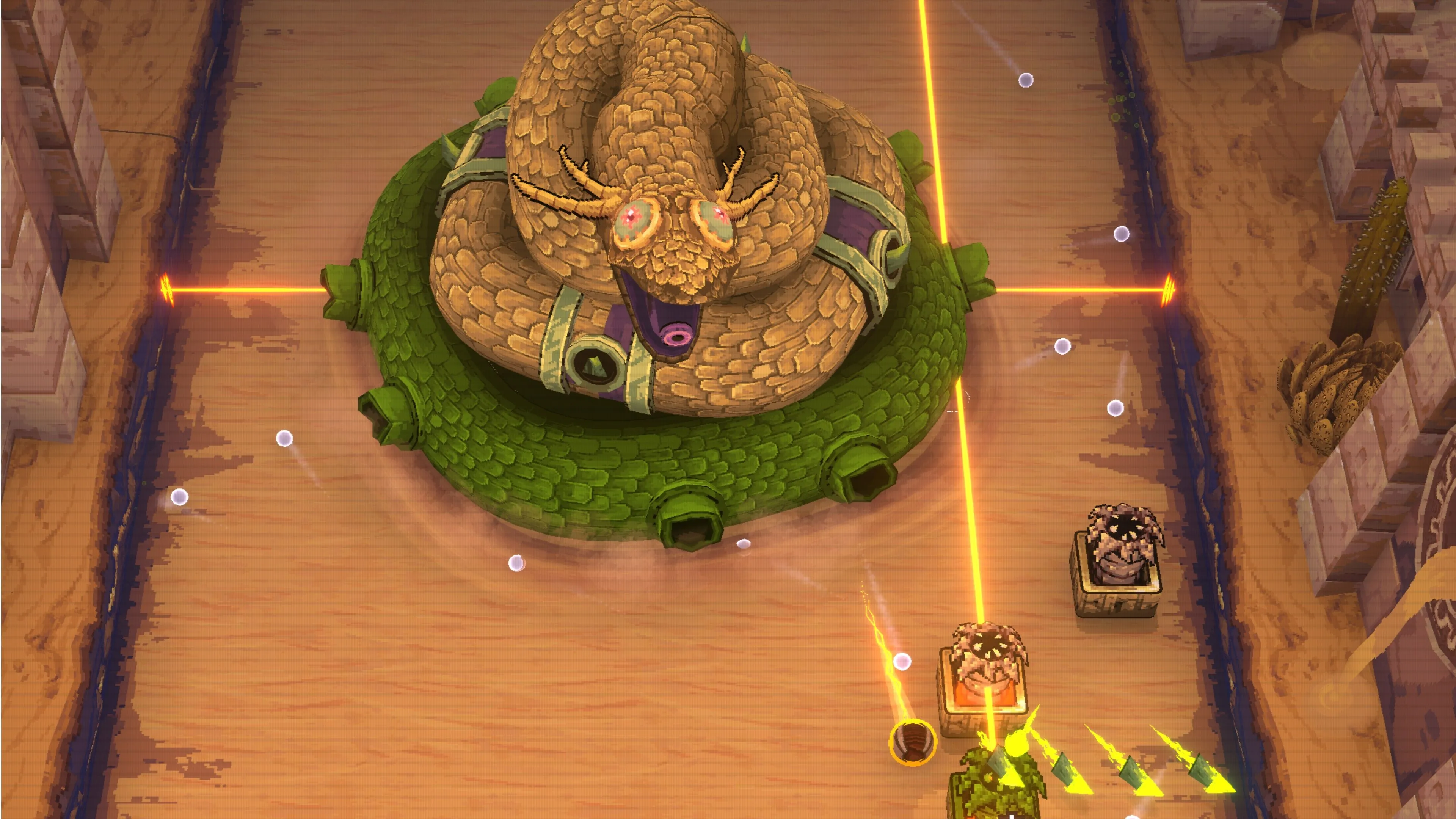 Trùm rắn trong Ball x Pit — ví dụ về thiết kế boss và cơ chế bullet hell kết hợp với arcade