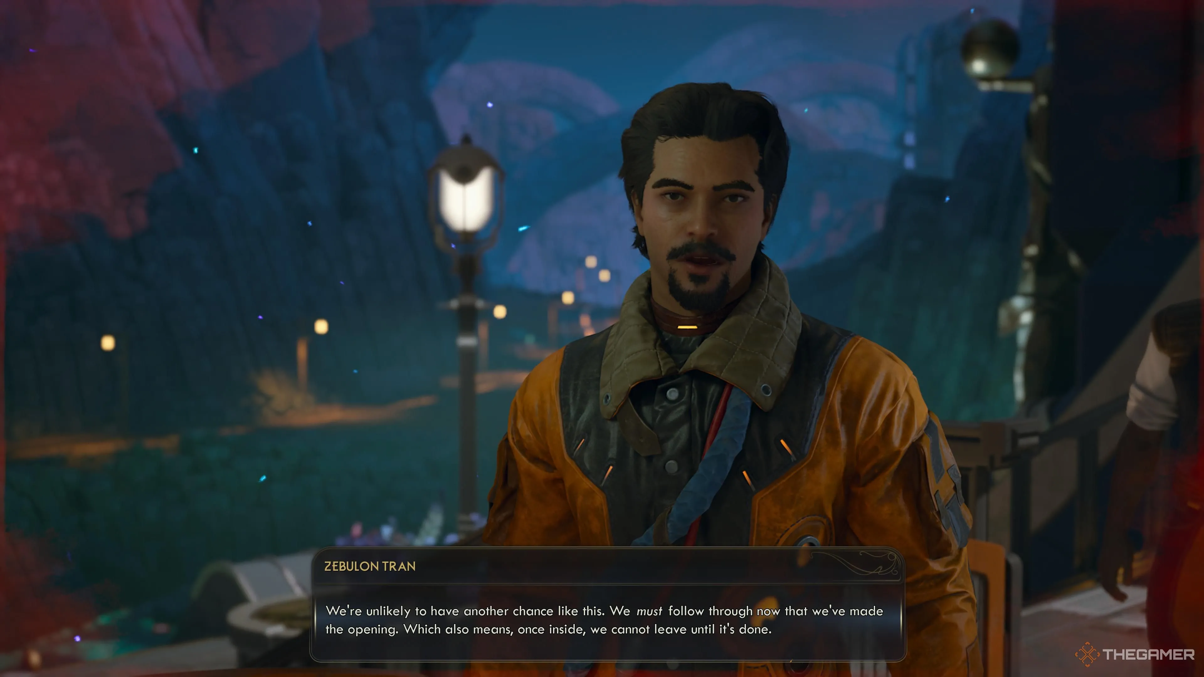 Zebulon cảnh báo không thể rời lăng mộ cho tới khi hoàn thành nhiệm vụ trong The Outer Worlds 2